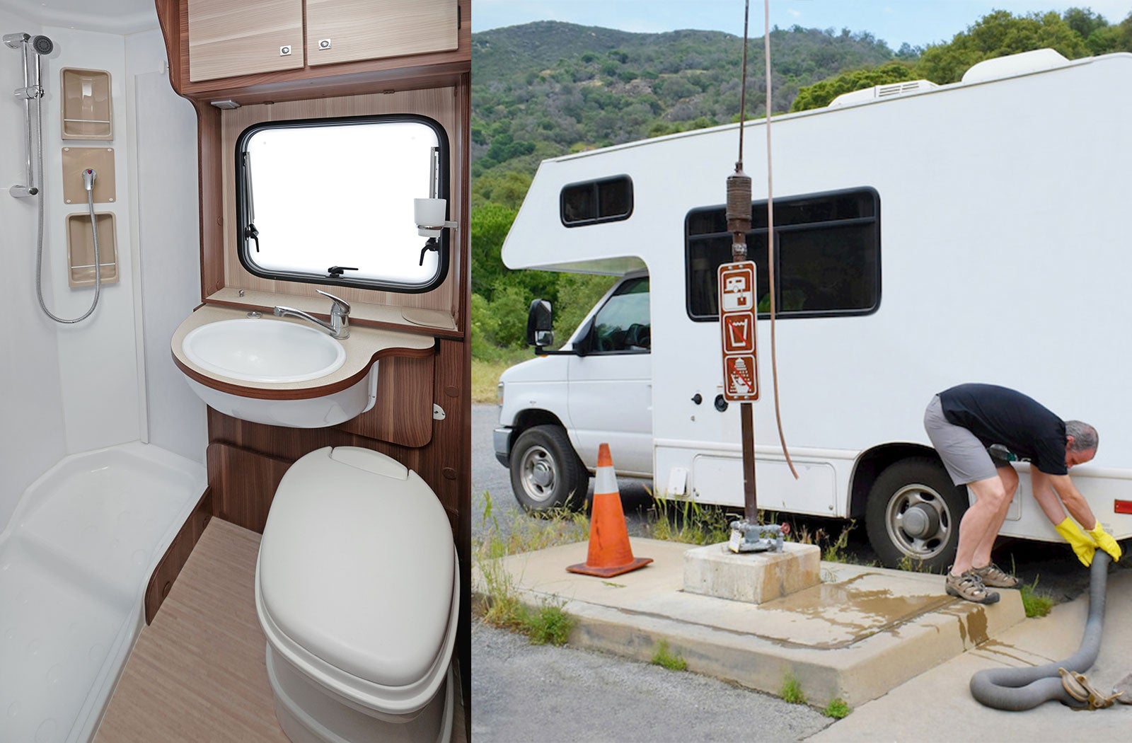 Portable RV/camper toilet and holding tank setup in Bloomsburg, Pennsylvania